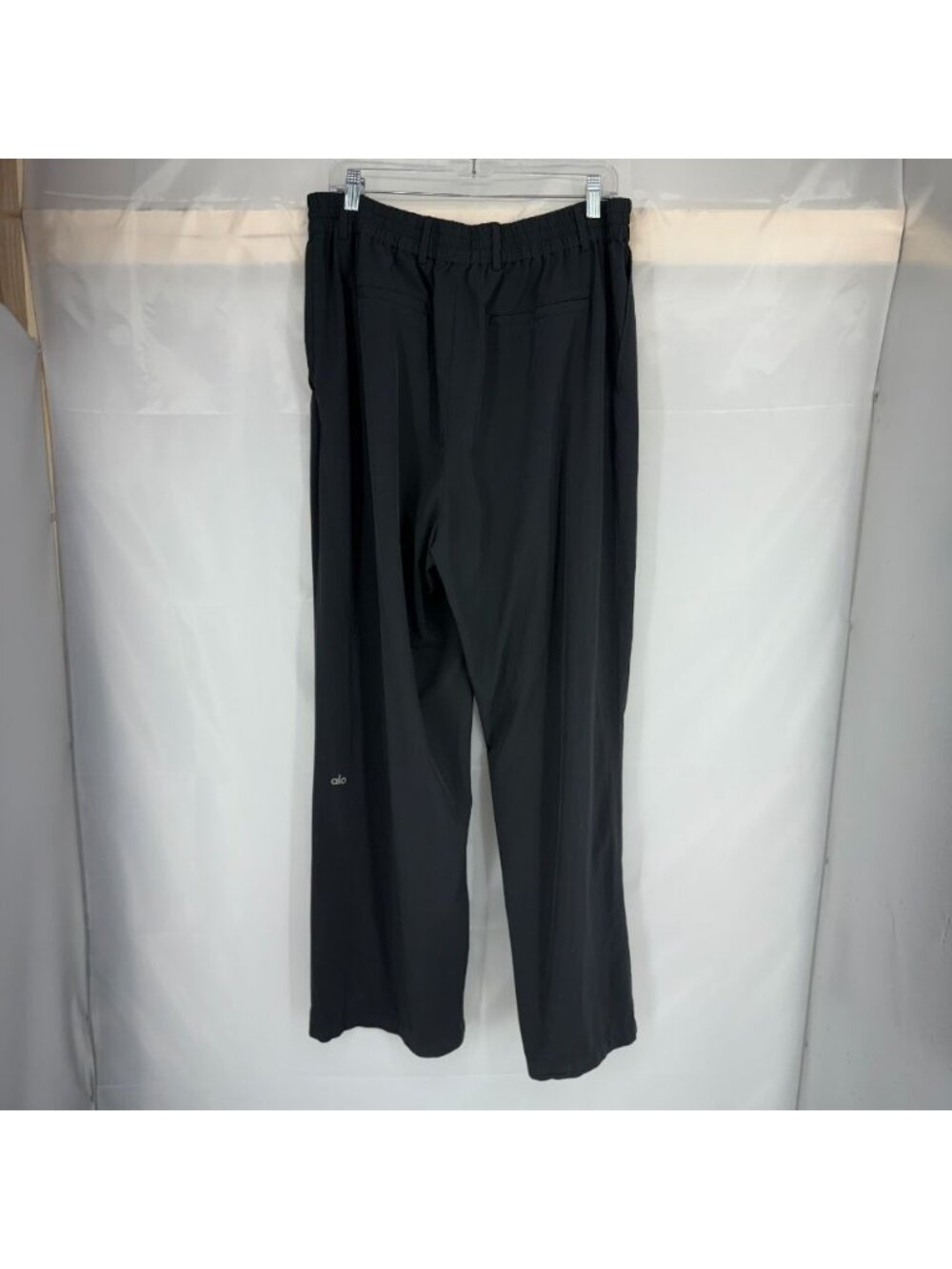 Alo Women L High Waist Dreamscape Trouser Pant Wide Leg Black Stretch Casual - Picture 4 of 9